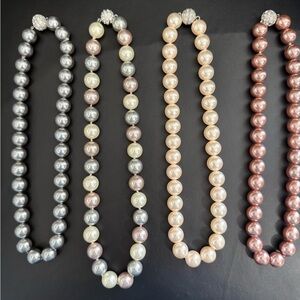 Classic Pearl Strand Necklace - Multi-Color Pearlescent Options